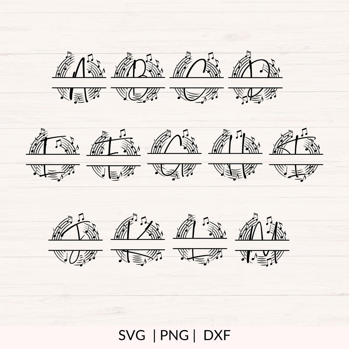 Music Monogram SVG Bundle A-Z