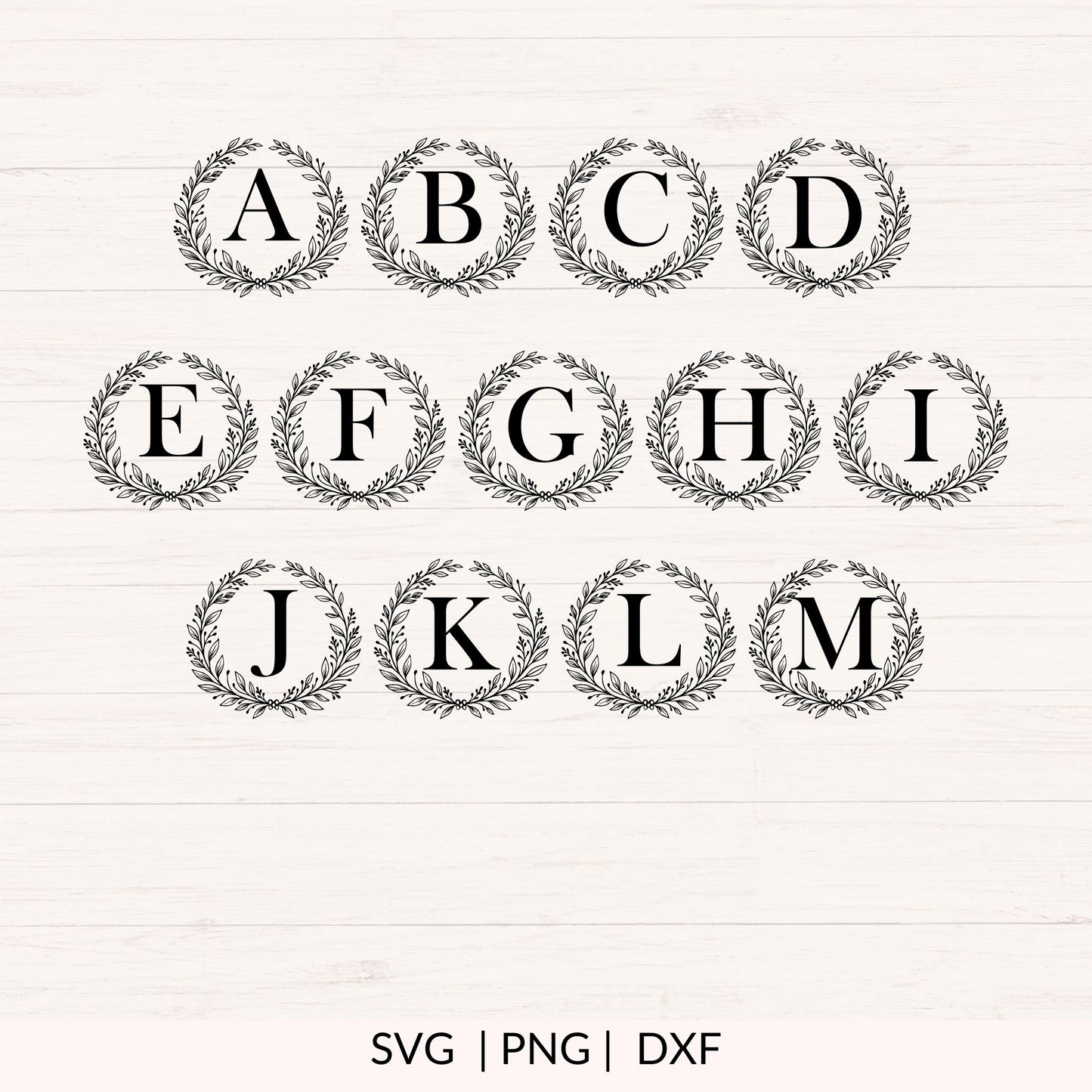 Wreath Monogram SVG - 26 Letters