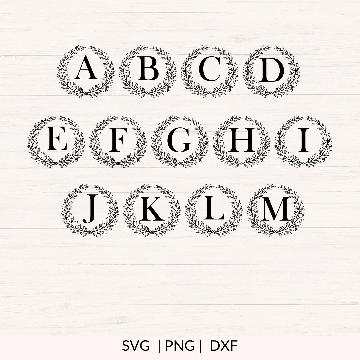Wreath Monogram SVG - 26 Letters