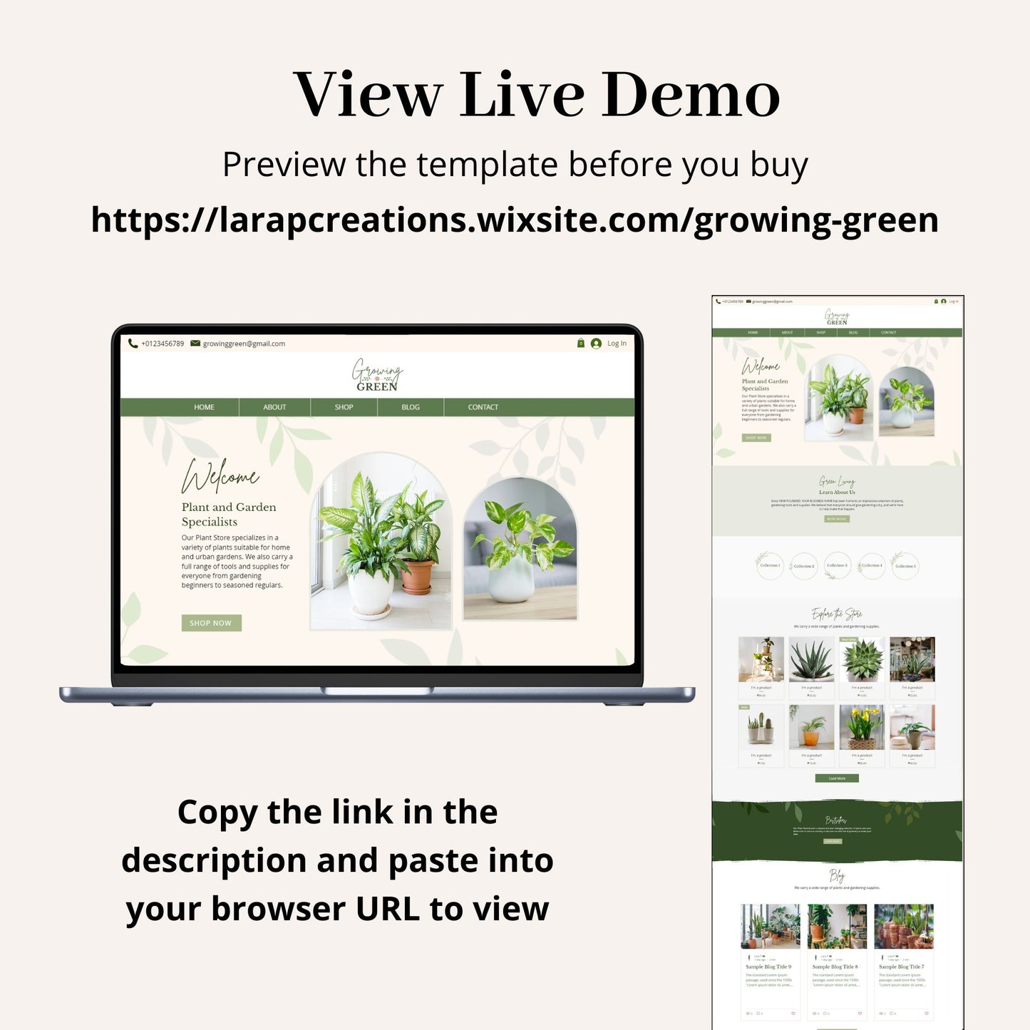 Garden Store Wix Website Theme