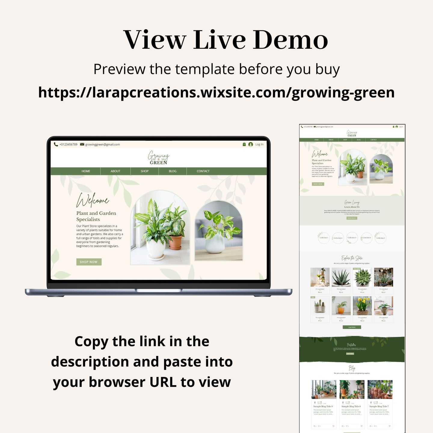 Garden Store Wix Website Theme