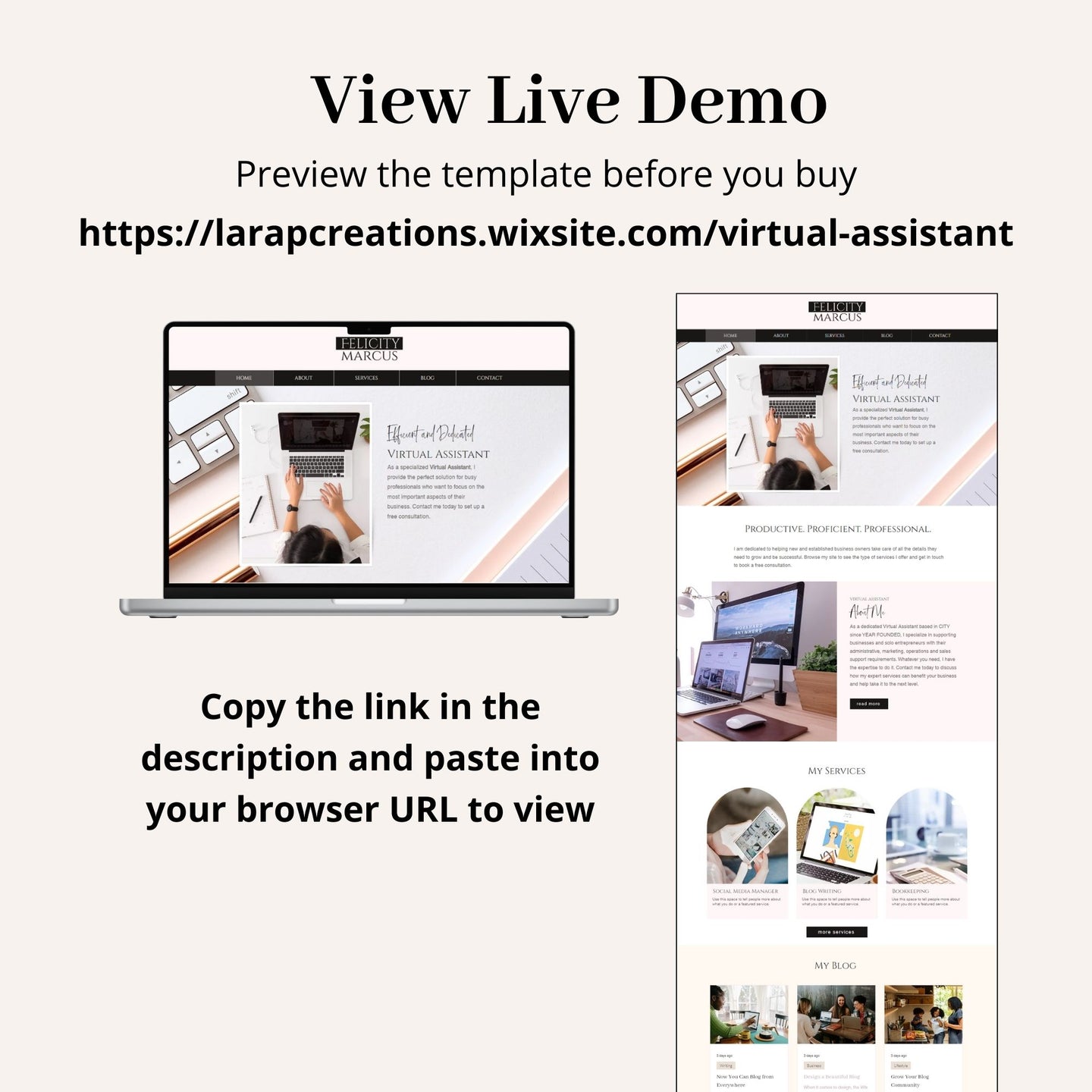 Virtual Assistant Wix Website Theme