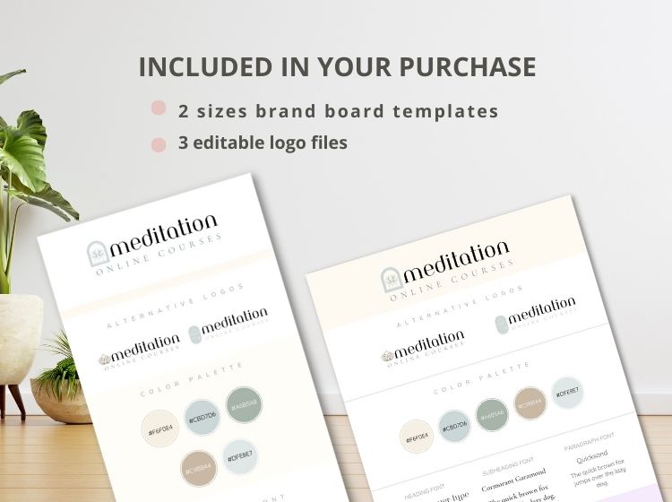 Meditation Theme - Logo & Brand Board Canva Templates