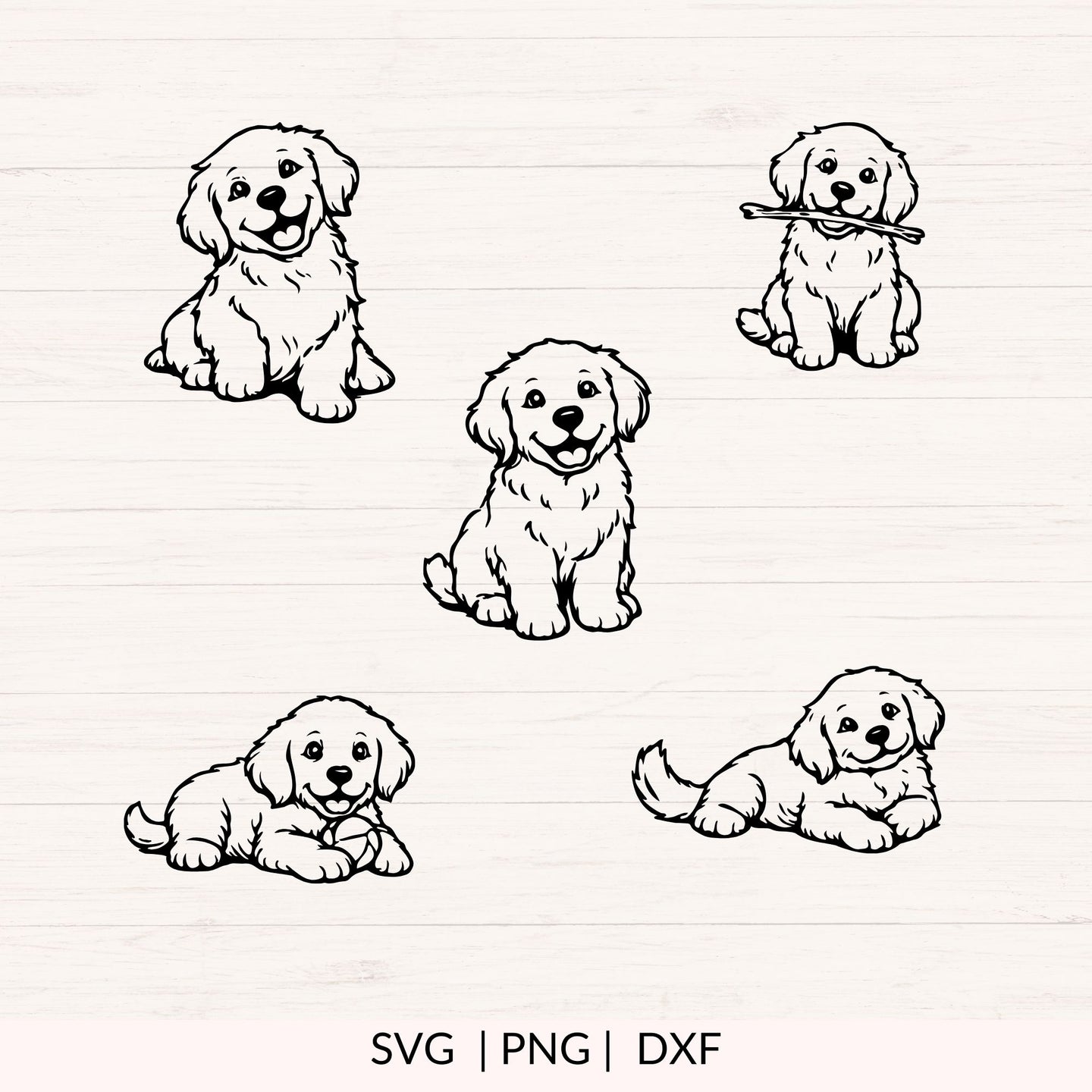 Golden Retriever Puppies SVG Bundle