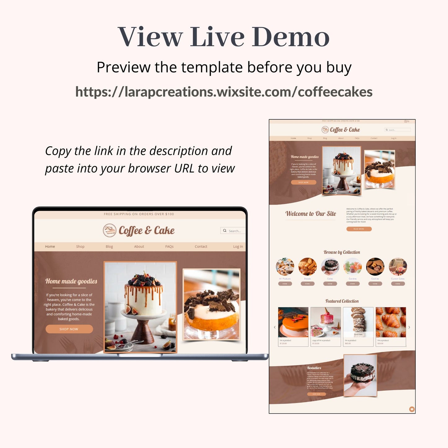 Coffee & Cake Bakery Wix Website Theme