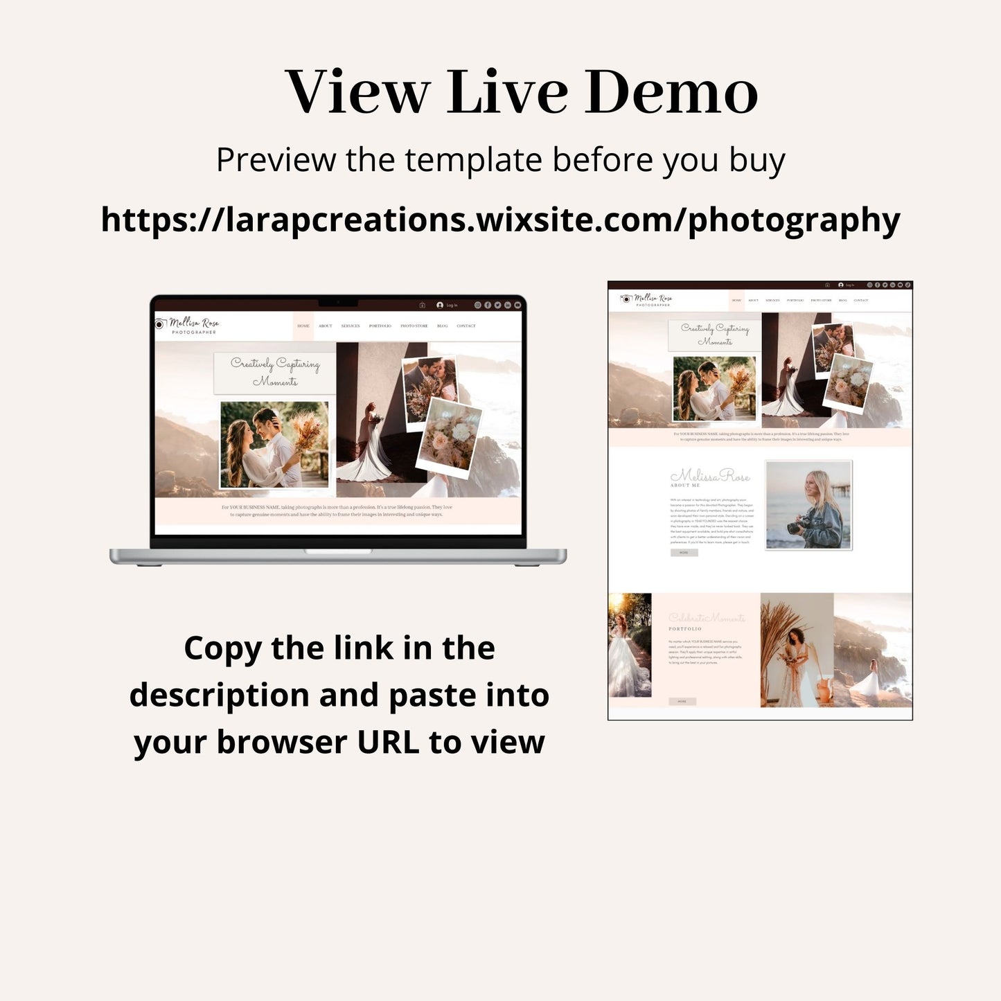 Photographer Wix Website Theme