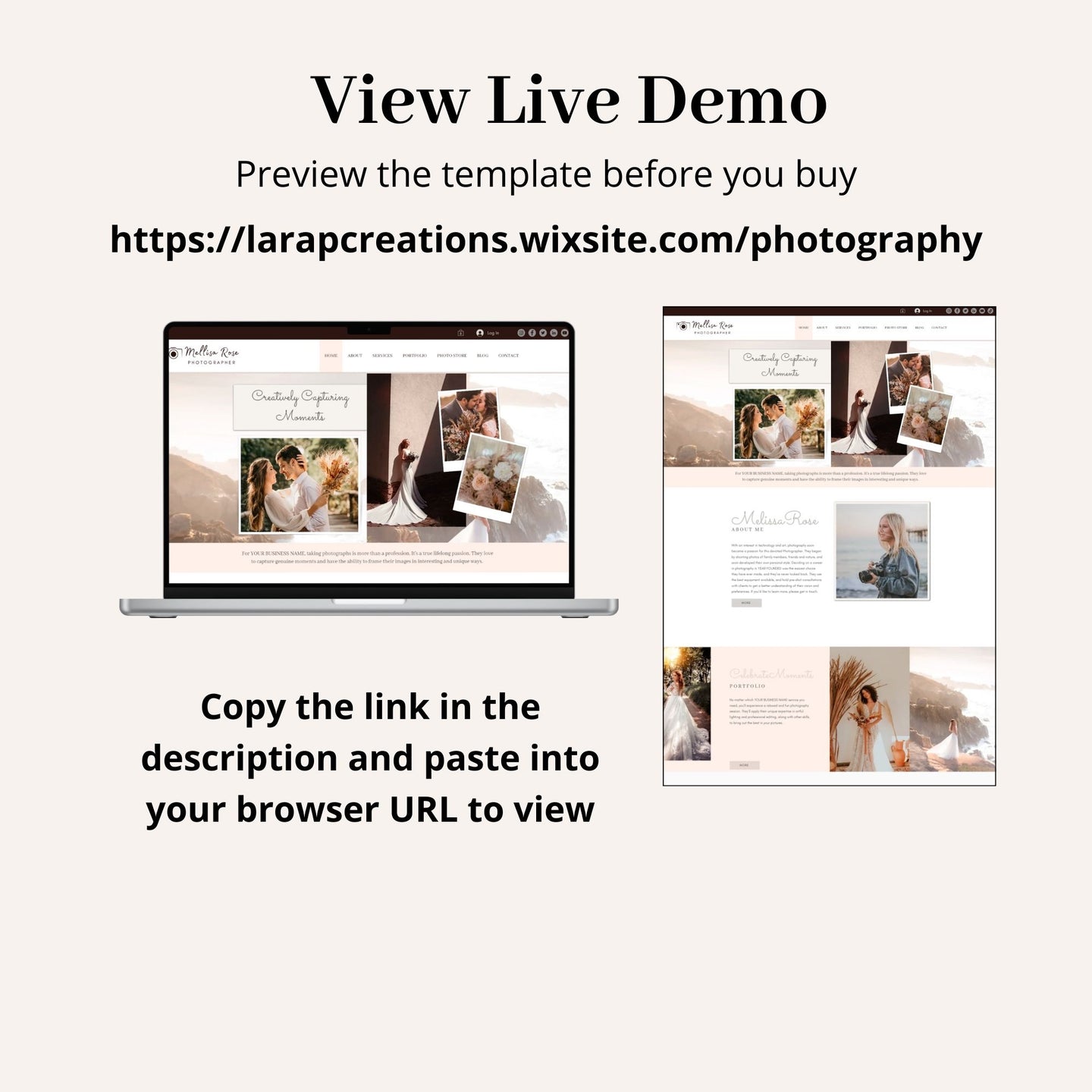 Photographer Wix Website Theme