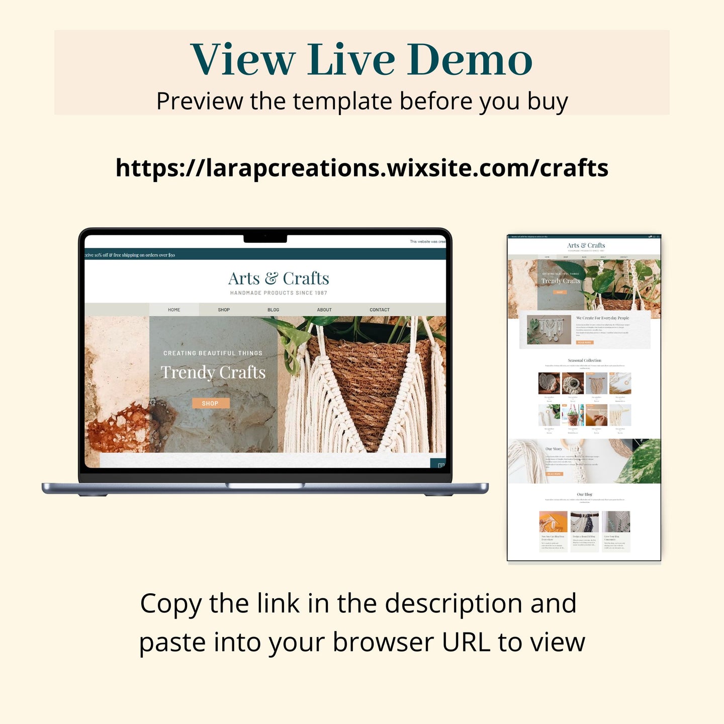 Craft Store Wix Website Theme