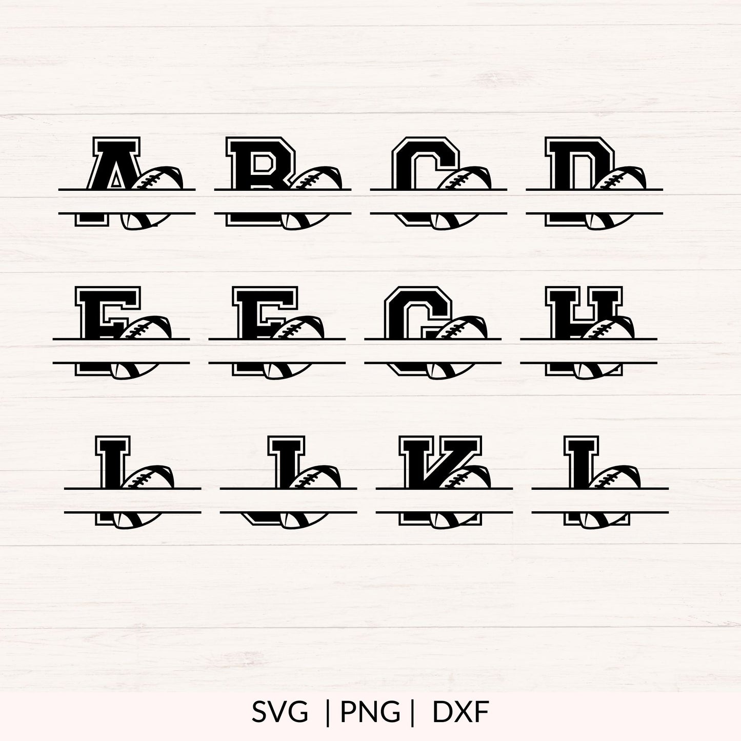 Football Monogram SVG - 26 Letters