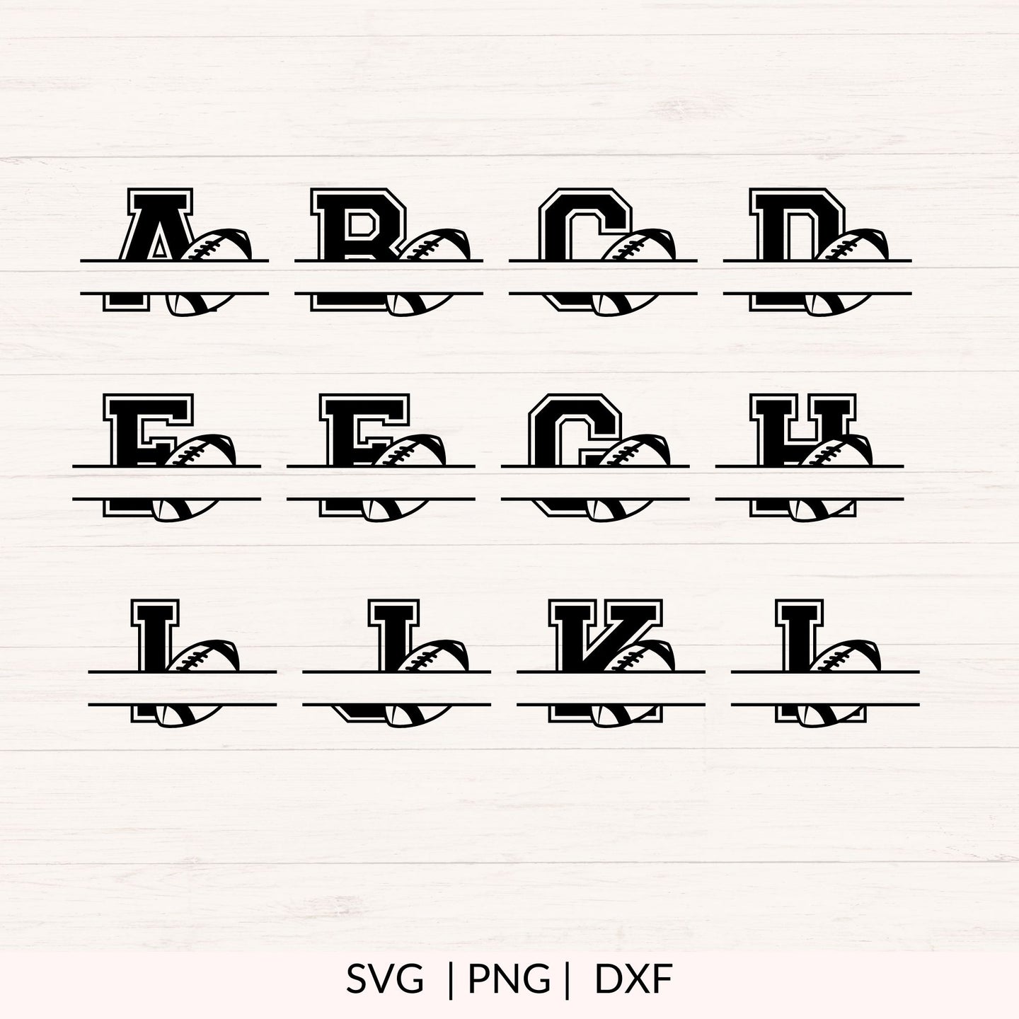 Football Monogram SVG - 26 Letters