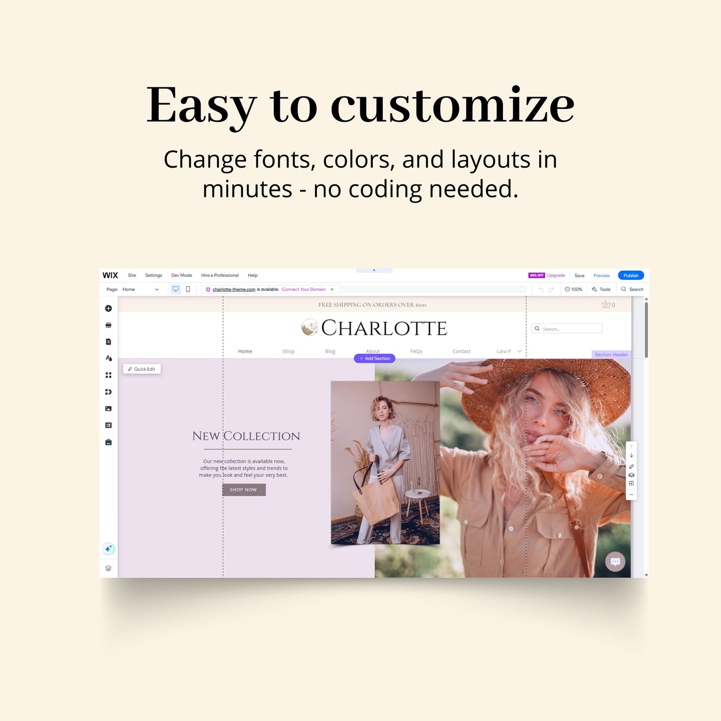 Charlotte Boutique Store Wix Website Theme