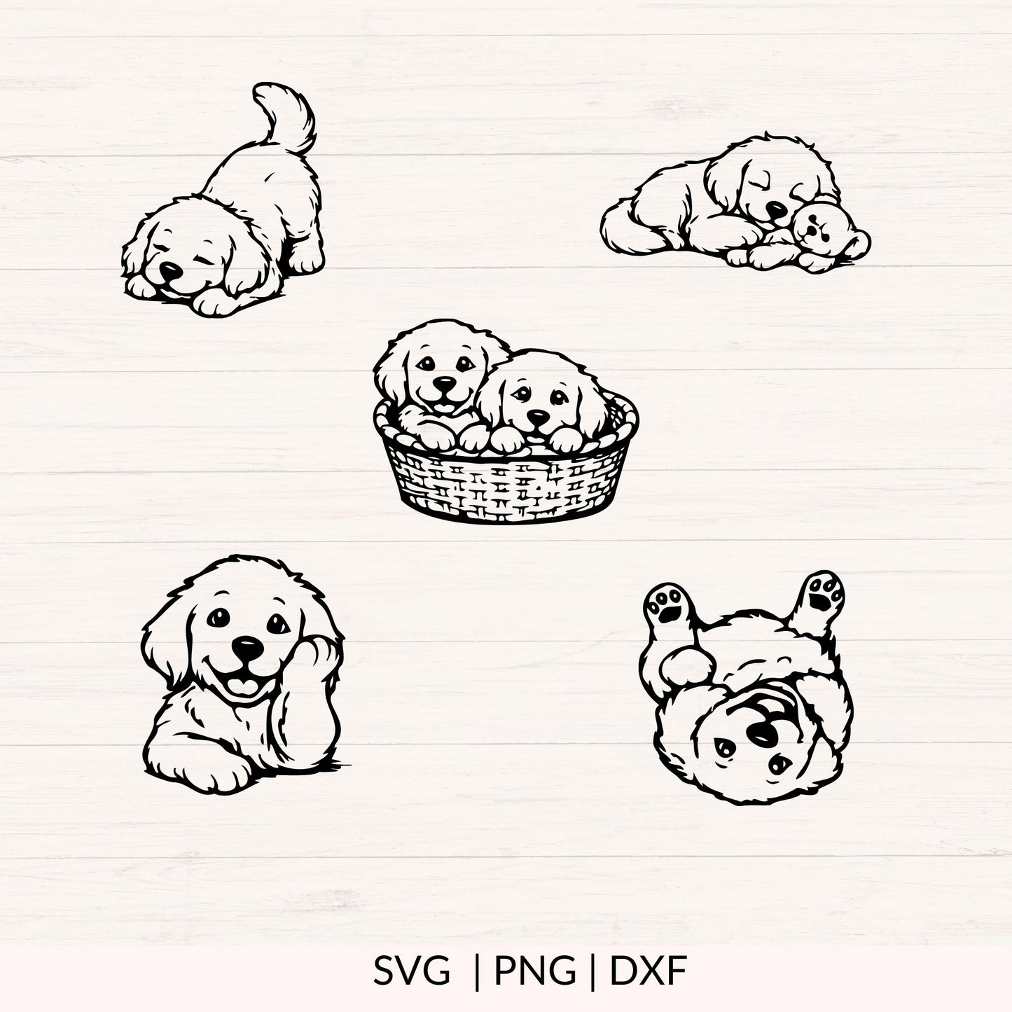 Golden Retriever Puppies SVG Bundle
