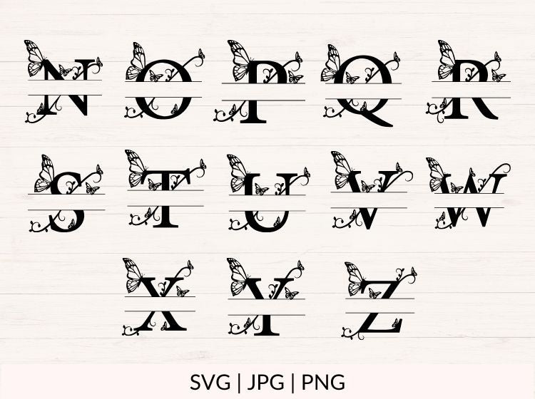 Butterfly Split Monogram - 26 Letters (A-Z)