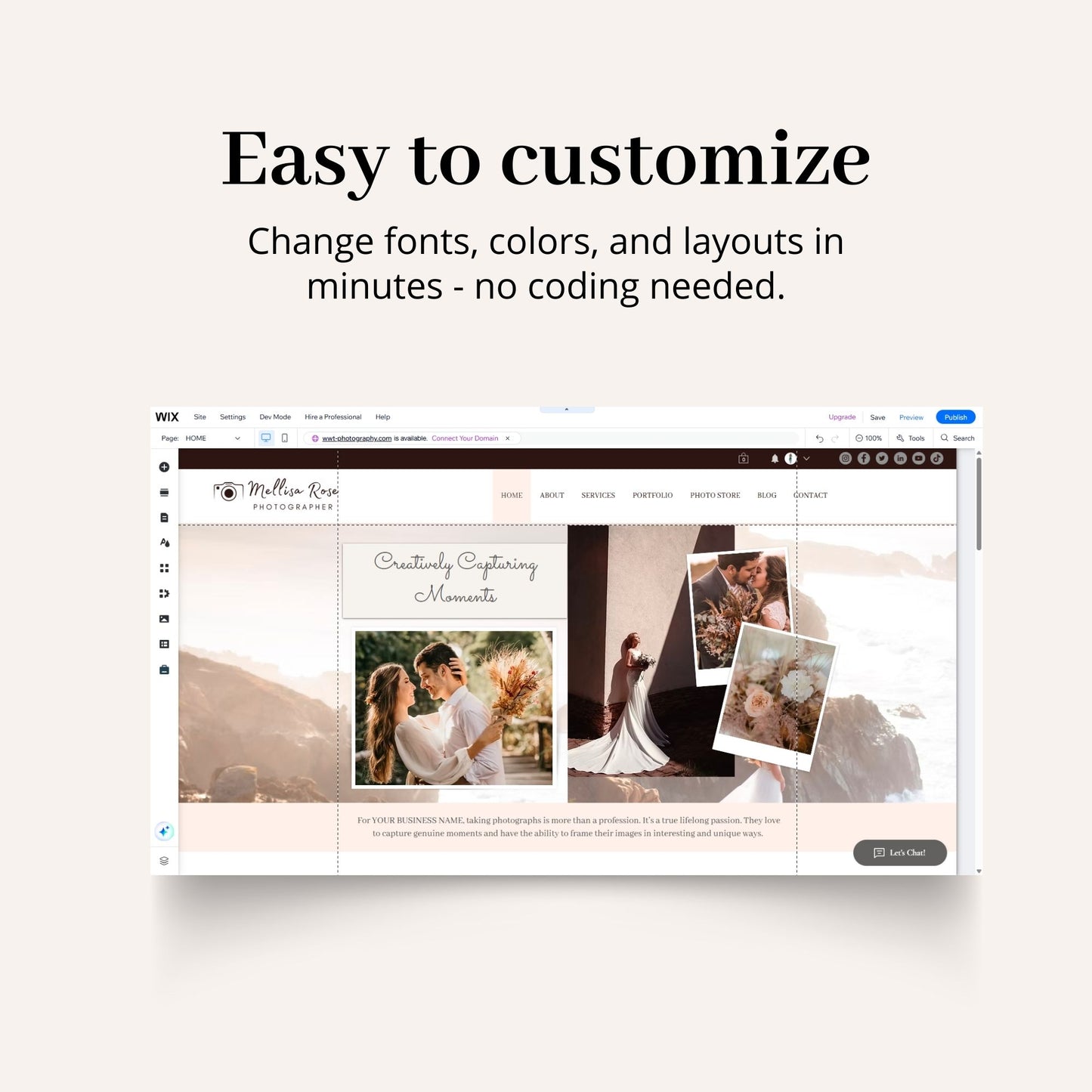 Photographer Wix Website Theme