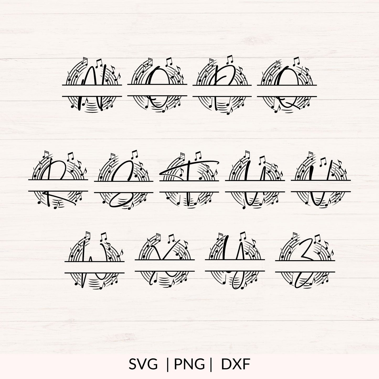 Music Monogram SVG Bundle A-Z