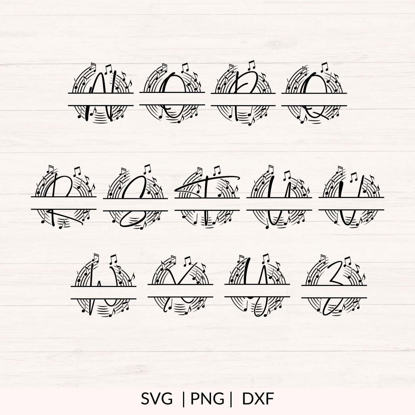 Music Monogram SVG Bundle A-Z