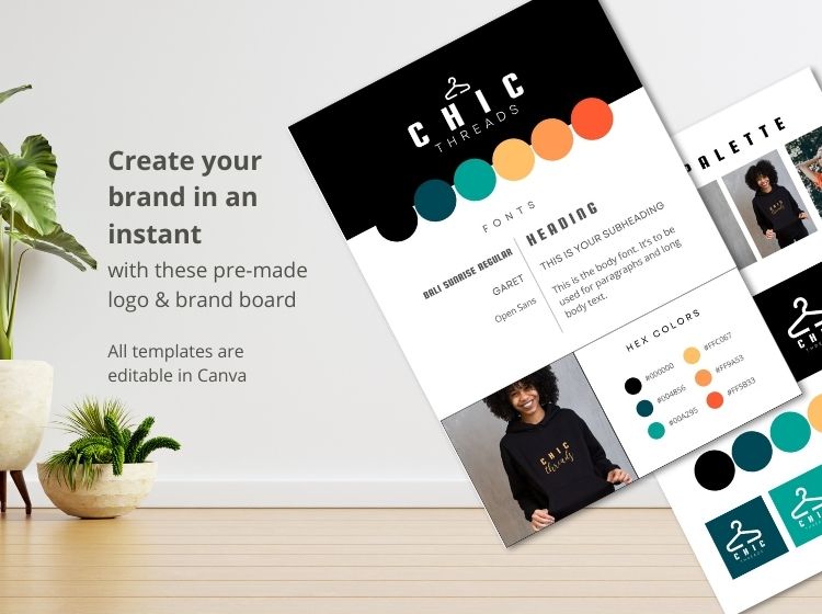 Chic Threads Theme - Logo & Brand Board Canva Templates