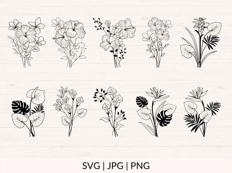 Tropical Flowers svg Bundle