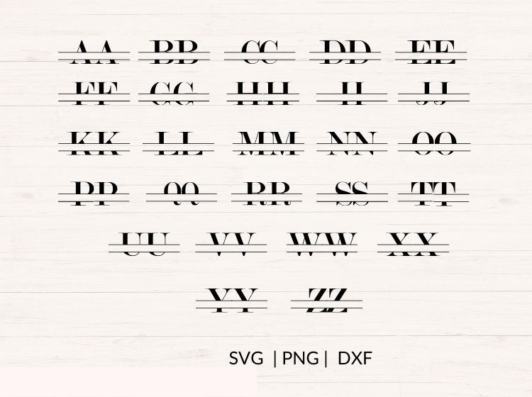 Split Monogram - A-Z 26 Pairs of Letters