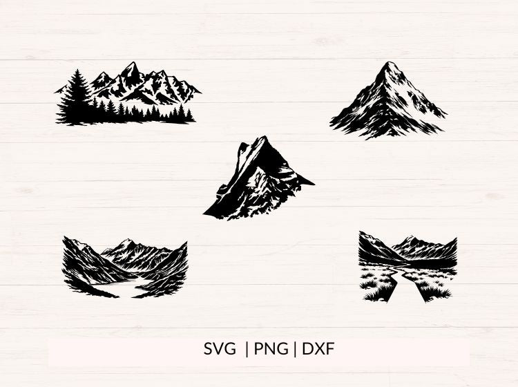 Mountain SVG Bundle – 10 Hand-Drawn Designs for Crafts
