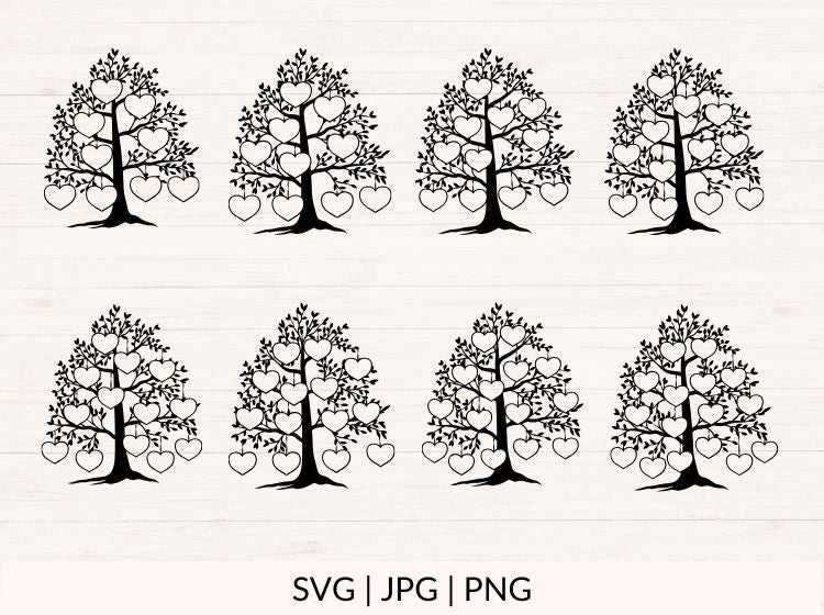 Family Tree svg, (2-16 Members) with Hearts