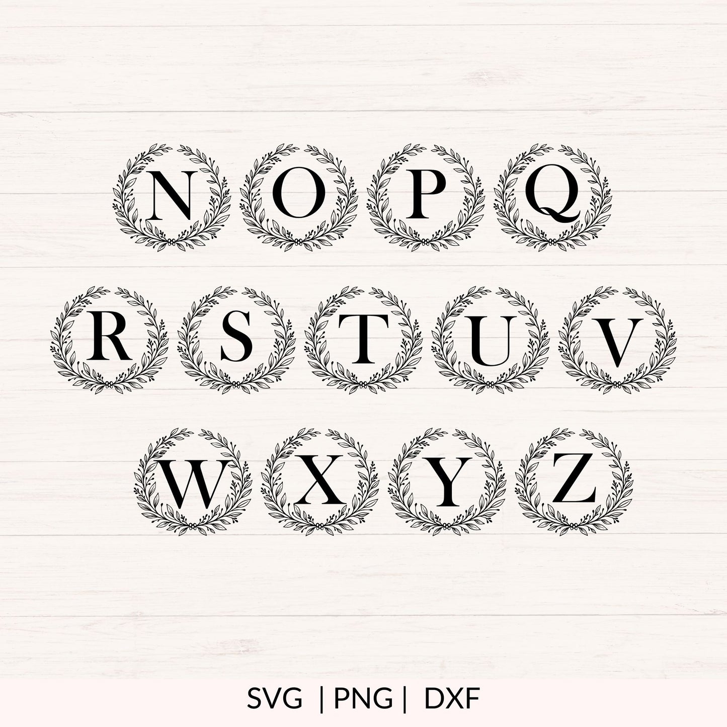 Wreath Monogram SVG - 26 Letters