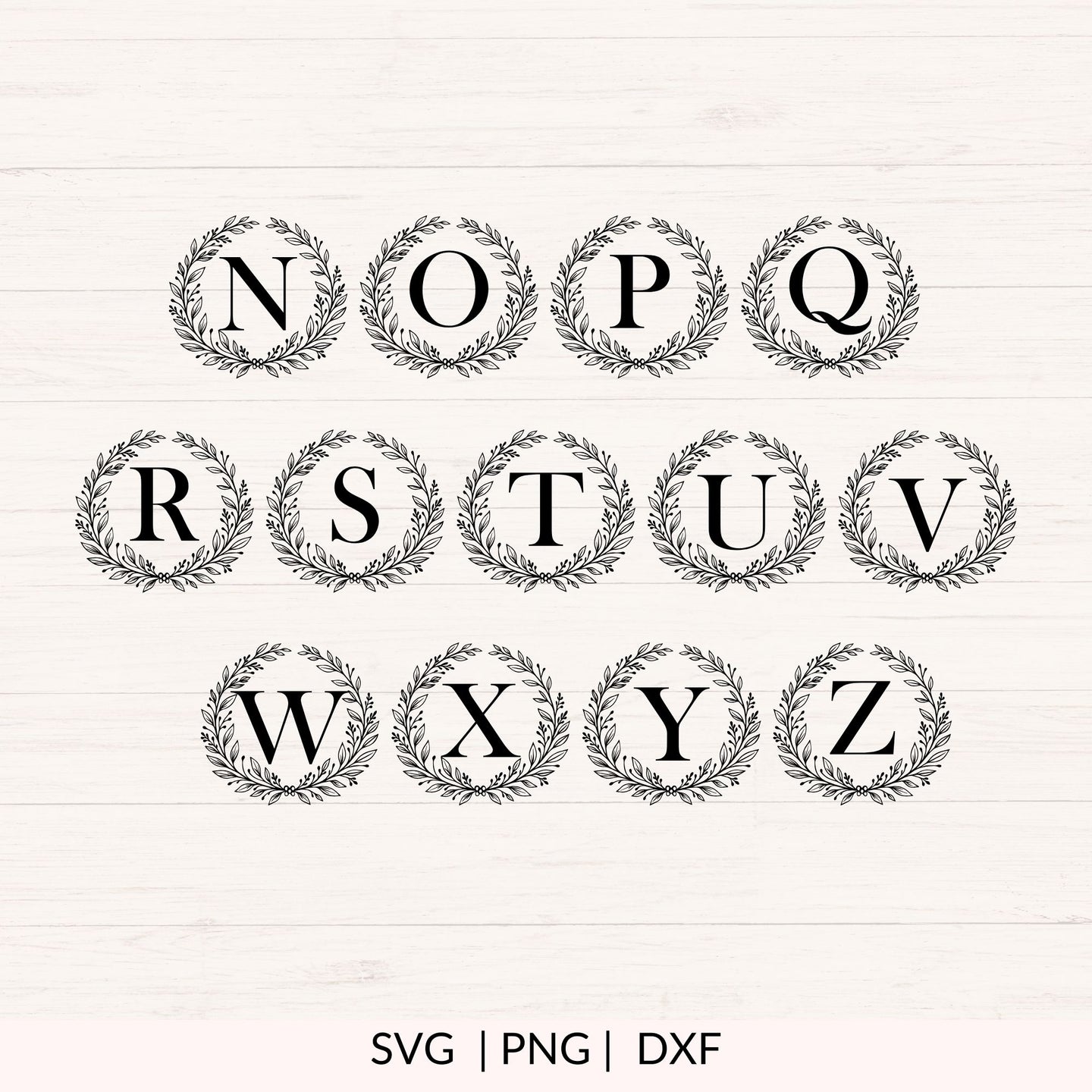 Wreath Monogram SVG - 26 Letters