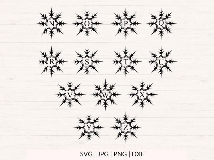 Snowflake Monogram - A-Z 26 Letters