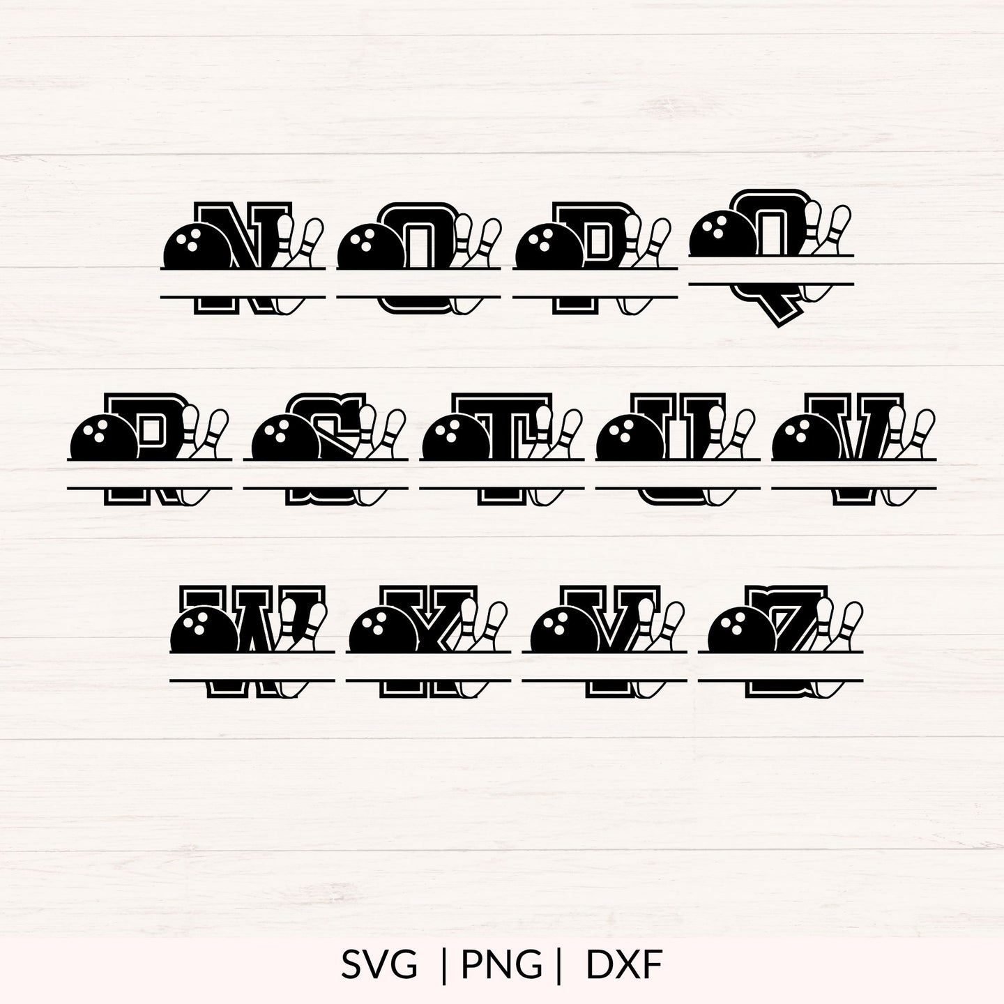 Bowling Split Monogram SVG Bundle