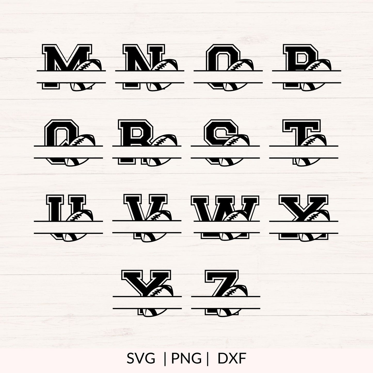 Football Monogram SVG - 26 Letters