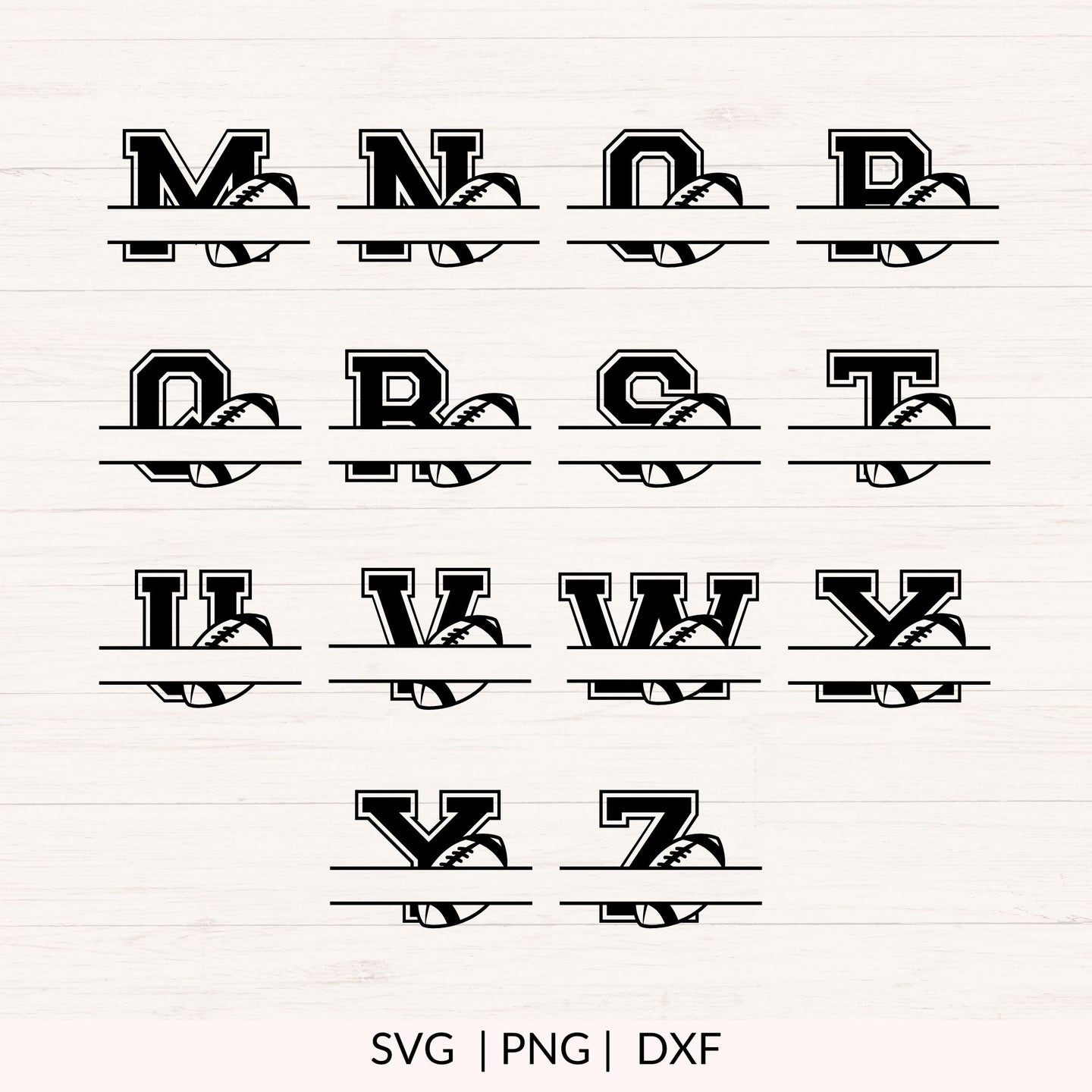 Football Monogram SVG - 26 Letters
