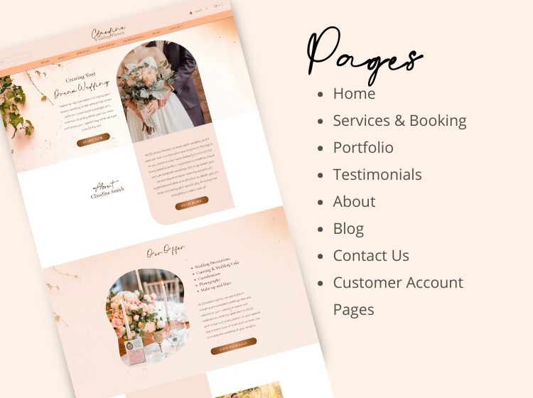 Wedding Coordinator Wix Website Theme