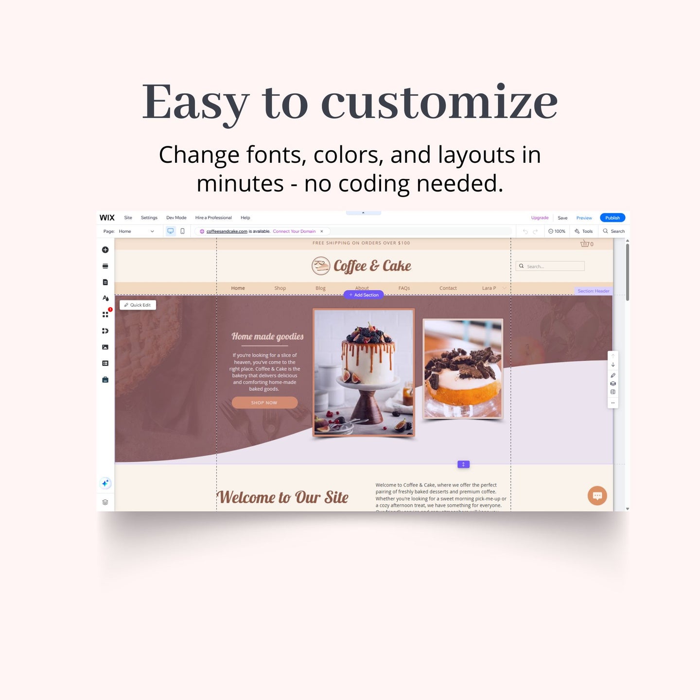 Coffee & Cake Bakery Wix Website Theme