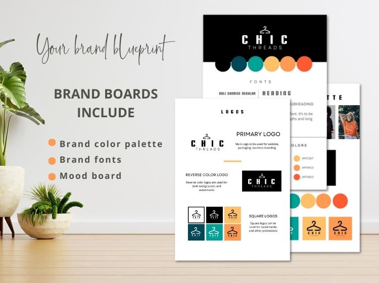 Chic Threads Theme - Logo & Brand Board Canva Templates