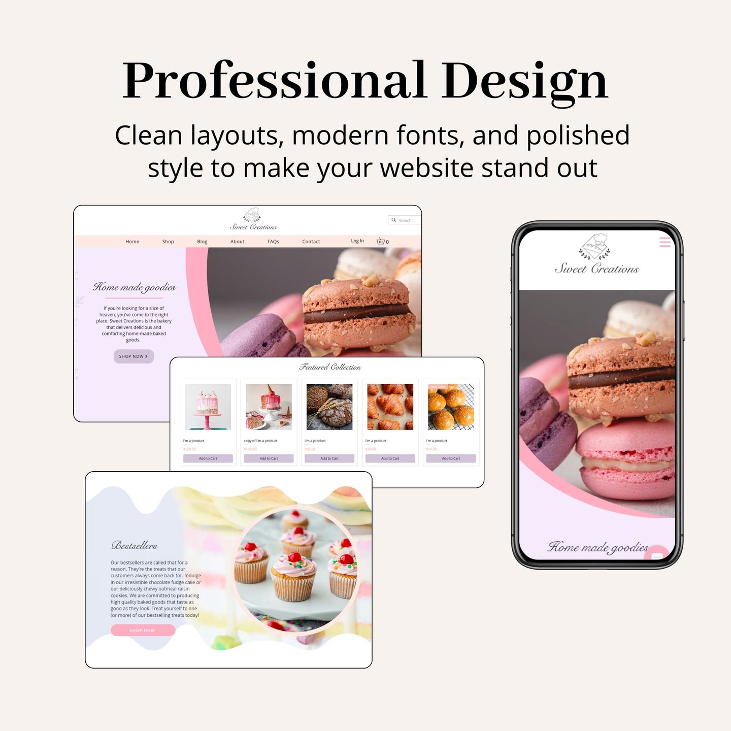 Sweet Creations Bakery Wix Website Theme