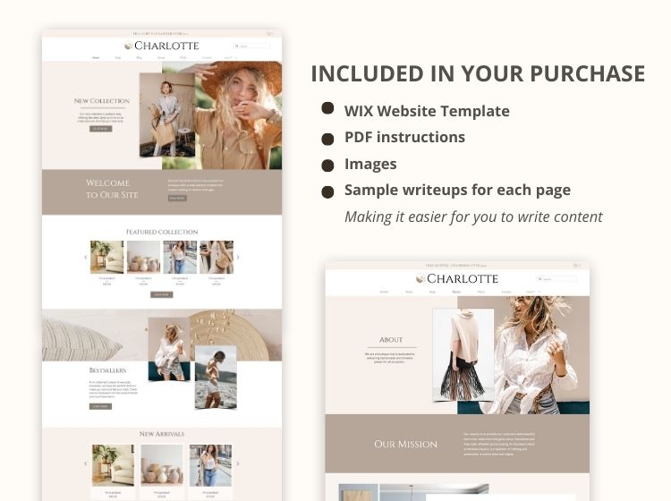 Charlotte Boutique Store Wix Website Theme