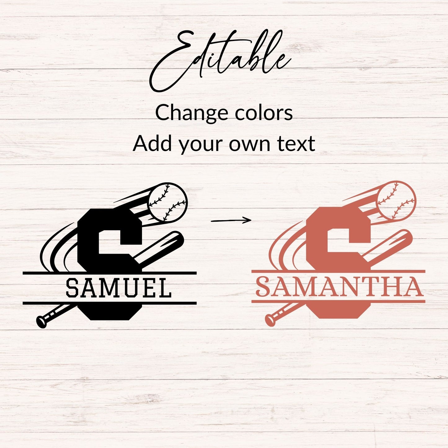 Baseball Split Monogram SVG - 26 Letters