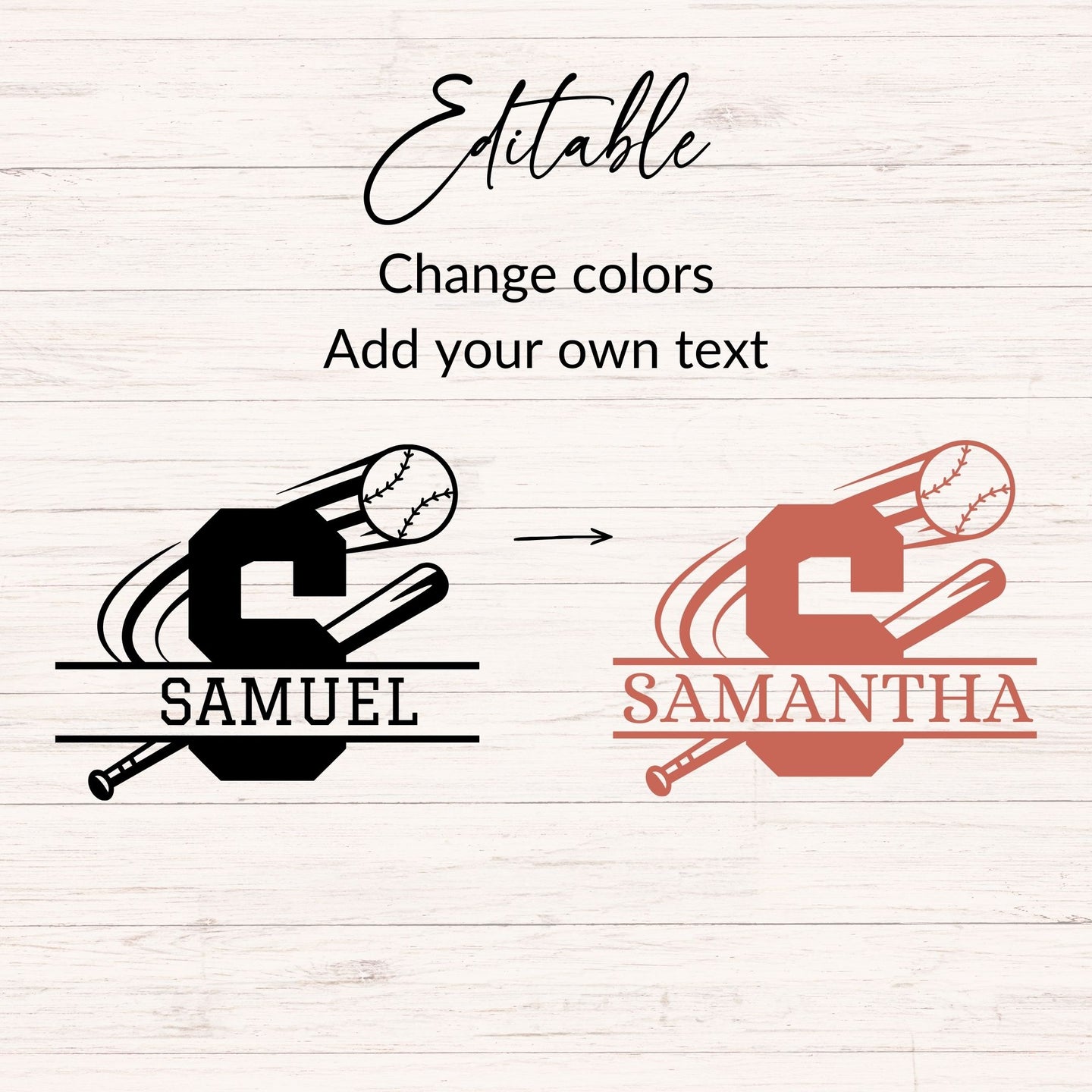 Baseball Split Monogram SVG - 26 Letters