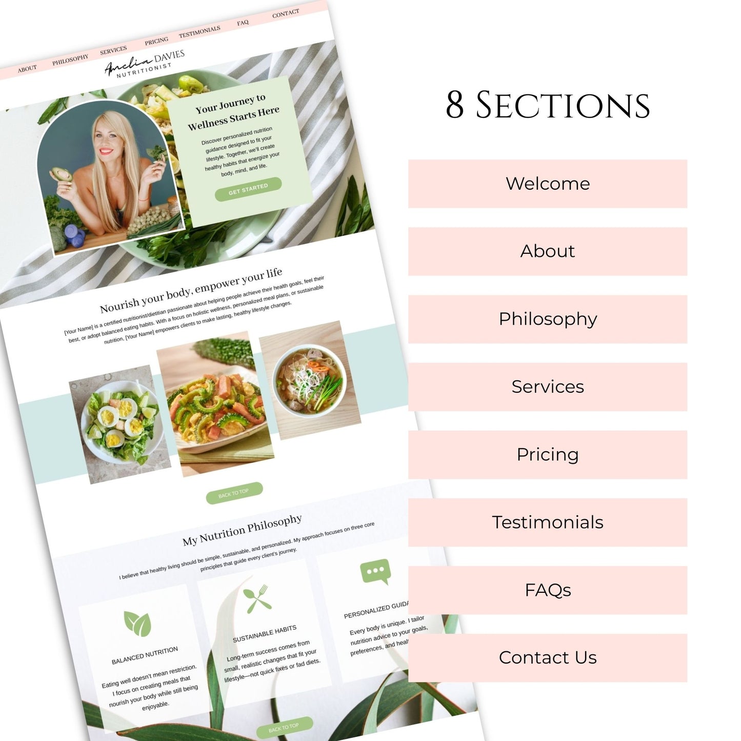 Canva Website Template for Nutritionists and Dietitians