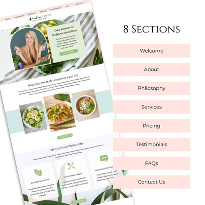 Canva Website Template for Nutritionists and Dietitians