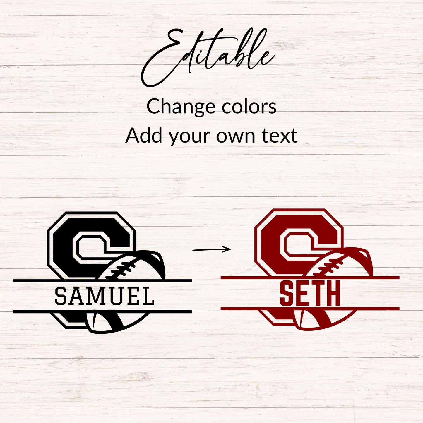 Football Monogram SVG - 26 Letters