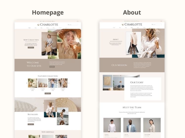 Charlotte Boutique Store Wix Website Theme