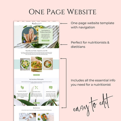 Canva Website Template for Nutritionists and Dietitians