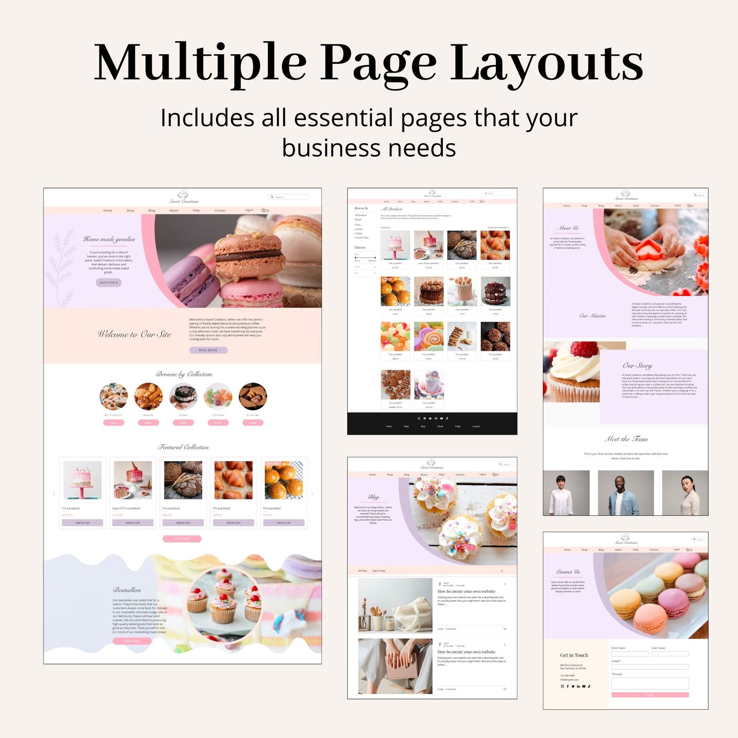 Sweet Creations Bakery Wix Website Theme