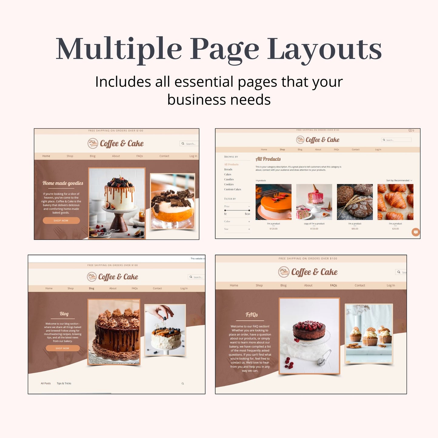 Coffee & Cake Bakery Wix Website Theme