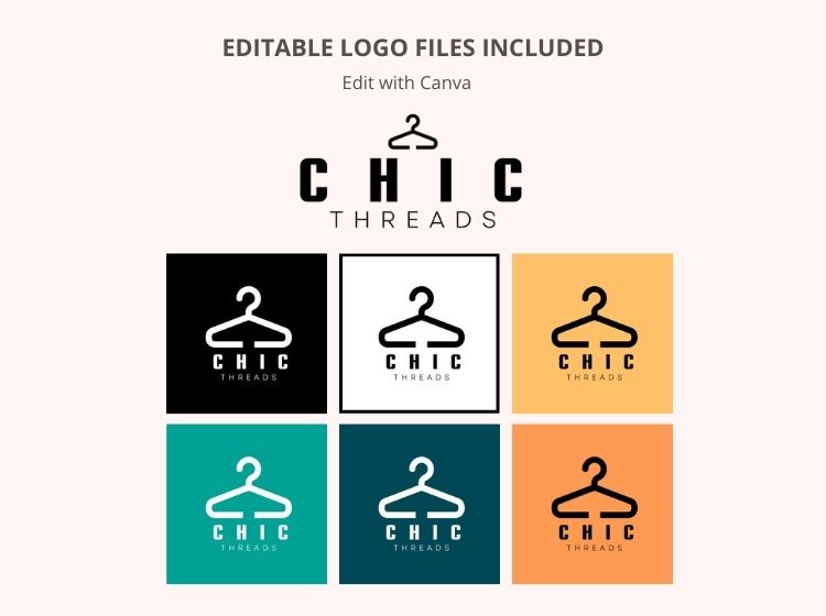 Chic Threads Theme - Logo & Brand Board Canva Templates