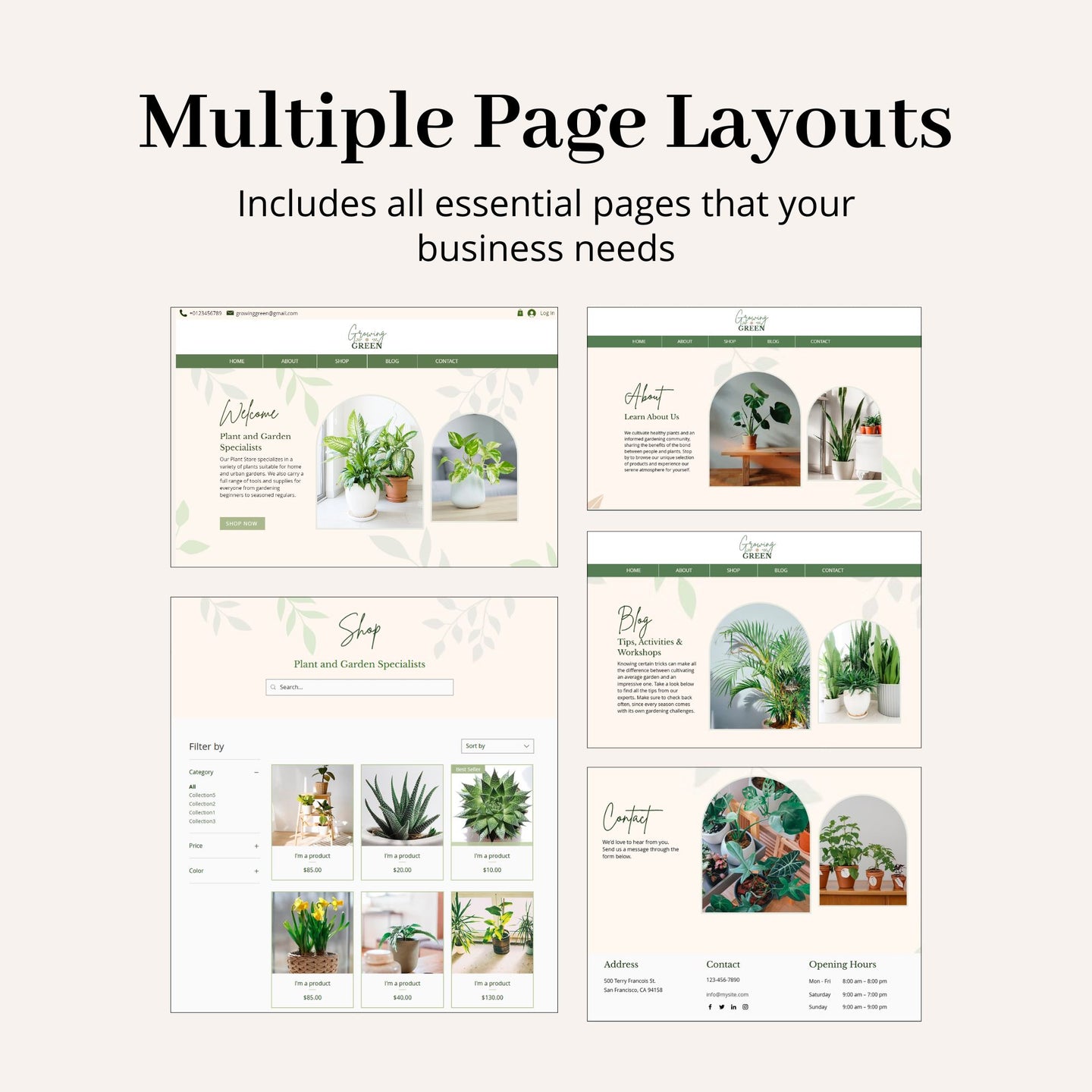 Garden Store Wix Website Theme