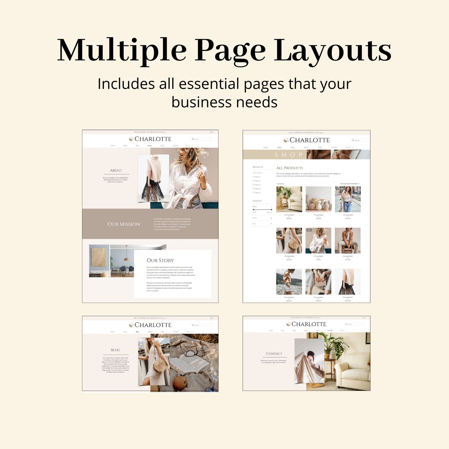 Charlotte Boutique Store Wix Website Theme