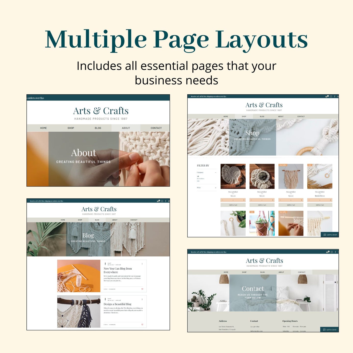 Craft Store Wix Website Theme
