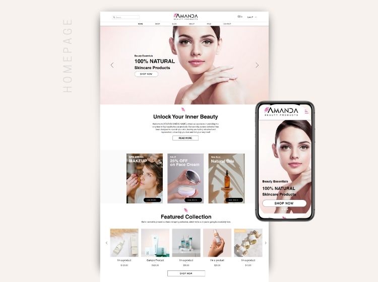 Amanda Beauty Products Wix Website Theme